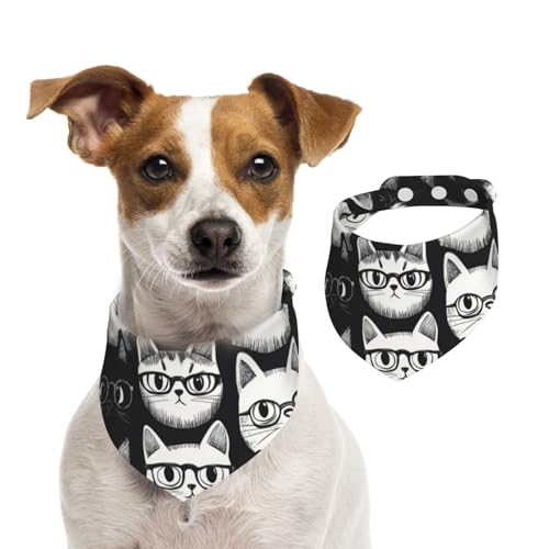 BoltPack Dreieckstuch mit niedlichem Katzendruck, niedliches Hundehalstuch, verstellbar, mit Druckknöpfen, für Hunde, Welpen, Katzen von Boltpack