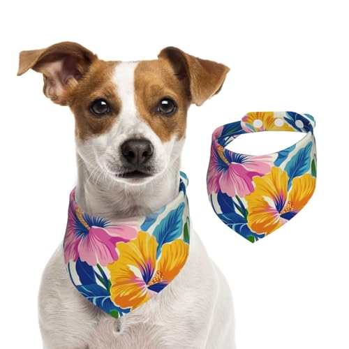 BoltPack Dreieckstuch mit tropischem Blumendruck, niedliches Hundehalstuch, verstellbar, mit Druckknöpfen, für Hunde, Welpen, Katzen von Boltpack