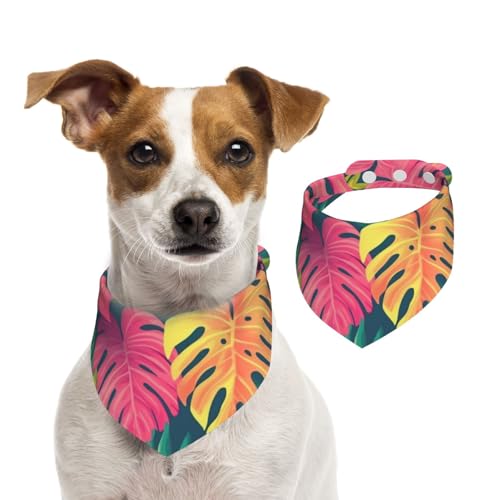BoltPack Dreieckstuch mit tropischen Blättern, niedliches Hundehalstuch, verstellbar, mit Druckknöpfen, für Hunde, Welpen, Katzen von Boltpack