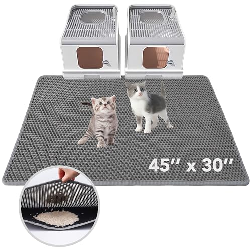 BomDa Katzenklo Matte, Katzenstreu Unterleger Waben Design Katzenklo Vorleger wasserdichte Doppelte Schichte Entwurf Bienenwabe Matte (Grau, 76x58 cm) von BomDa