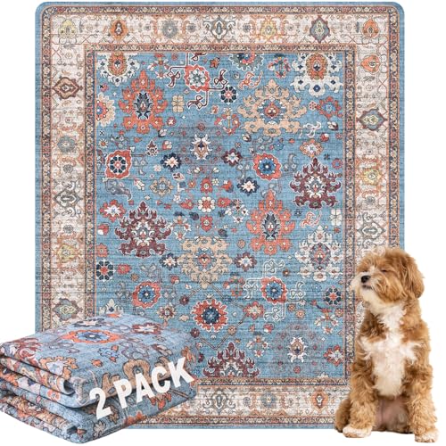 BomDa Waschbar Haustier-Urinunterlage, 2 Pack Wiederverwendbare Welpenunterlagen Matte für Hunde (Pattern 1, 122x152.5cm) von BomDa