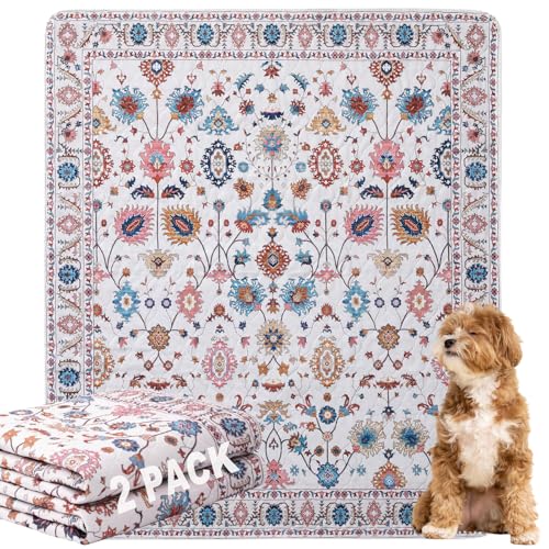 BomDa Waschbar Haustier-Urinunterlage, 2 Pack Wiederverwendbare Welpenunterlagen Matte für Hunde (Pattern 3, 122x152.5cm) von BomDa