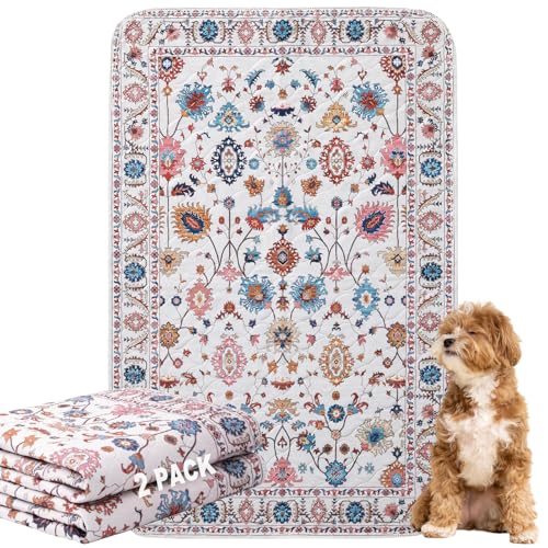 BomDa Waschbar Haustier-Urinunterlage, 2 Pack Wiederverwendbare Welpenunterlagen Matte für Hunde (Pattern 3, 61x91.5cm) von BomDa