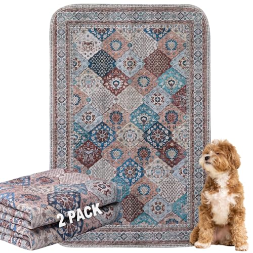 BomDa Waschbar Haustier-Urinunterlage, 2 Pack Wiederverwendbare Welpenunterlagen Matte für Hunde (Pattern 4, 61x91.5cm) von BomDa