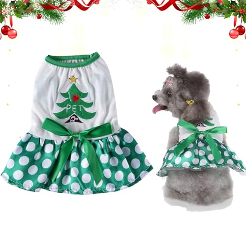 Haustier Weihnachten Kleid, Hundekleid Welpenrock Weihnachtskleidu ng für Haustiere Hundekleid welpen Luxusrock für Teddy Schnauzer Chihuahua Kleine Mittelgroße Hunde und Katzen (Christmas Trees, S) von BomDog