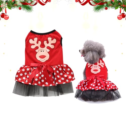 Haustier Weihnachten Kleid, Hundekleid Welpenrock Weihnachtskleidu ng für Haustiere Hundekleid welpen Luxusrock für Teddy Schnauzer Chihuahua Kleine Mittelgroße Hunde und Katzen (Reindeer, XL) von BomDog