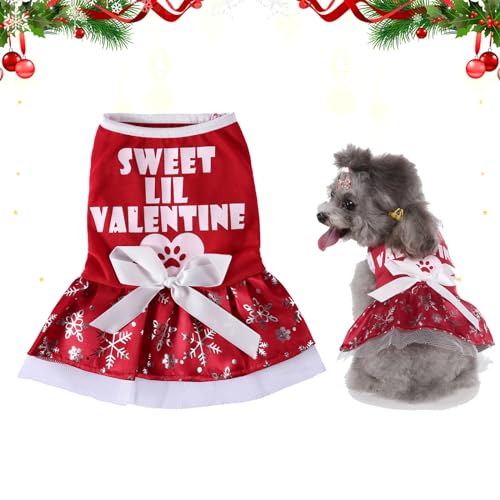 Haustier Weihnachten Kleid, Hundekleid Welpenrock Weihnachtskleidu ng für Haustiere Hundekleid welpen Luxusrock für Teddy Schnauzer Chihuahua Kleine Mittelgroße Hunde und Katzen (Snowflakes, S) von BomDog