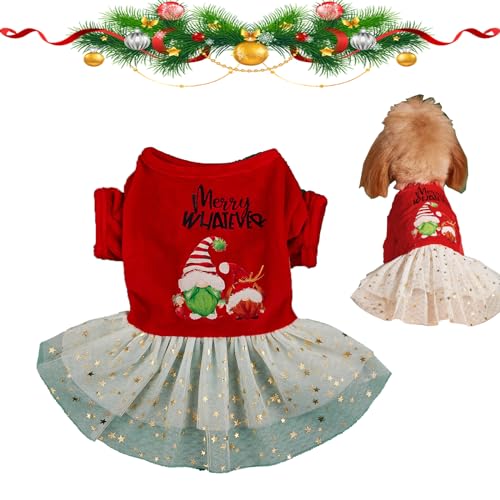 Hundekleid Welpenrock,Weihnachten Urlaub Kleid für Hunde und Katzen Haustier Kleid Weihnachten Kleid Chihuahua Kleidung Weihnachten Katzen Tutu Weihnachtskleidung für Hunde(Rudolph, L) von BomDog