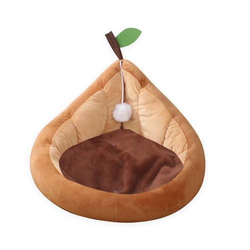 Katzenbetten, Haustierbett Schöne katzenbett Tierbett Avocado-Hundekatzenbett Katzenhöhle Süßes rutschfeste Unterseite Haustierbett für Katzen Welpen für alle Jahreszeiten (M-48x28cm, Braun) von BomDog