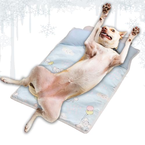 Bomefoi Hundekühlmatte,Kühle Haustiermatte - Eismatte mit Kissen für Transportbox Käfig Hundezuhause Sofa Auto bei drinnen draußen von Bomefoi