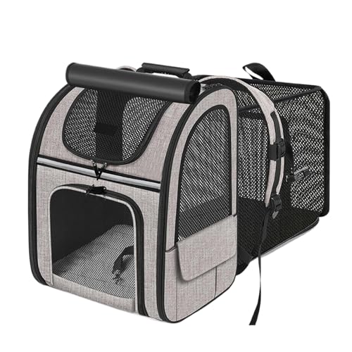 BommFu Hundetrage Rucksack - Reise Transportbox Für Katzen - Klappbare Atmungsaktive Erweiterbare Haustiertasche Für Wanderung Camping Reisen Auto von BommFu