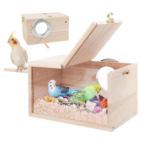 BommFu Wellensittich Nistkasten Transparentes Design | Vogelhäuschen Aus Naturholz Kleines Vogelnest | Voliere Brutkasten - Für Liebevogel Ellensittich Sittich Lovebirds Papag-eien BommFu Wellensittich Nistkasten Transparentes Design | Vogelhäuschen Aus Naturholz Kleines Vogelnest | Voliere Brutkasten - Für Liebevogel Ellensittich Sittich Lovebirds Papag-eien von BommFu