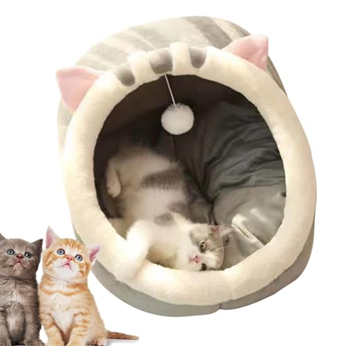 Katzenhöhle Für Den Innenbereich | Faltbare Katzenbetthöhle | Katzenhaus Mit Waschbaren Kissen - Dekorative Halbgeschlossene Haustierhöhle Mit Hängespielzeug Und Wattepad Für Welpenkätzchen Katzenhöhle Für Den Innenbereich | Faltbare Katzenbetthöhle | Katzenhaus Mit Waschbaren Kissen - Dekorative Halbgeschlossene Haustierhöhle Mit Hängespielzeug Und Wattepad Für Welpenkätzchen von BommFu