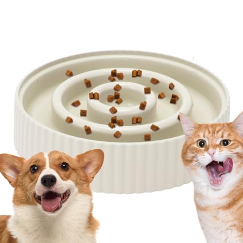 Pet Slower Feeder - Slow Feeding Bowl | Anti-Schlucken Gesundes Essen Interaktiver Blähstopp - Spaß Alternative Rutschfester Hund Slow Food Feeding Pet Bowl von BommFu