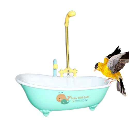 Vogelbadewanne Papageien Badebrunnen | Automatische Papageienbadewanne Mit Wasserhahn Dusche Badefutterschale Vogelbadebox - Vogelfutterspender Vogel Badezimmerspielzeug von BommFu