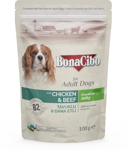 BONACIBO - Erwachsene Hunde - Huhn - Rind mit Gelee - Naßfutter - 100 Gramm von Bonacibo
