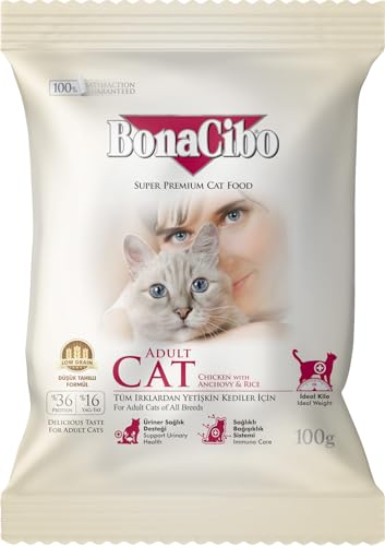 BONACIBO - Erwachsene Katzen - Huhn - Sardellen - Reis - Trockenfutter - 100 gr von Bonacibo