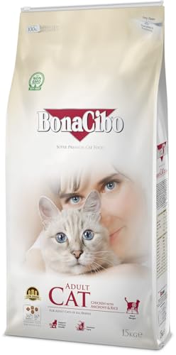 BONACIBO - Erwachsene Katzen - Huhn - Sardellen mit Reis - Trockenfutter - 15 kg von Bonacibo