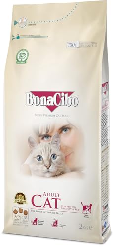 BONACIBO - Erwachsene Katzen - Huhn - Sardellen mit Reis - Trockenfutter - 2 kg von Bonacibo