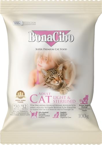 BONACIBO - Erwachsene Katzen - Huhn - für sterilisierte und übergewichtige Katzen - Trockenfutter - 100 Gramm von Bonacibo