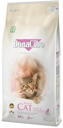 BONACIBO - Erwachsene Katzen - Huhn - für sterilisierte und übergewichtige Katzen - Trockenfutter - 15 Kg von Bonacibo
