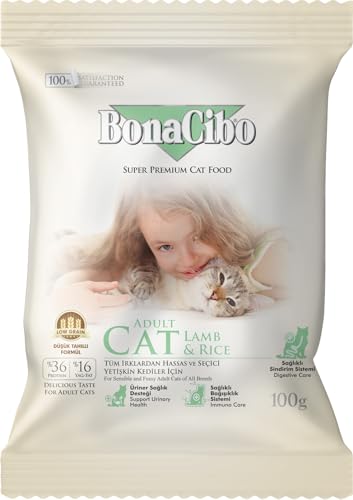 BONACIBO - Erwachsene Katzen - Lamm mit Reis - Trockenfutter - Sensitiv - 100 Gramm von Bonacibo