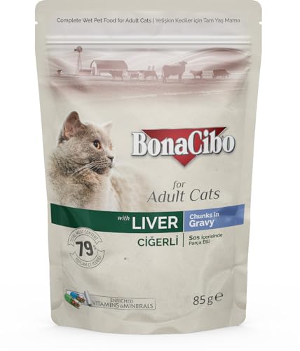 BONACIBO - Erwachsene Katzen - Leber mit Soße - Naßfutter - 85 Gramm von Bonacibo