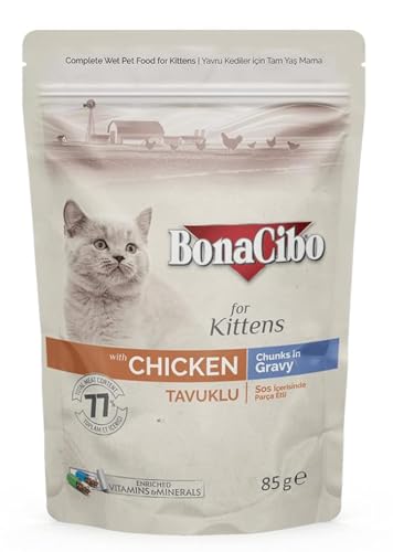 BONACIBO - Kätzchen - Huhn mit Soße - Naßfutter - 85 Gramm von Bonacibo