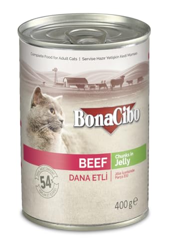 BONACIBO Katzennassfutter | Super Premium Katzennassfutter für Ausgewachsene Katzen Aller Rassen | Fleisch | 400 Gramm von Bonacibo