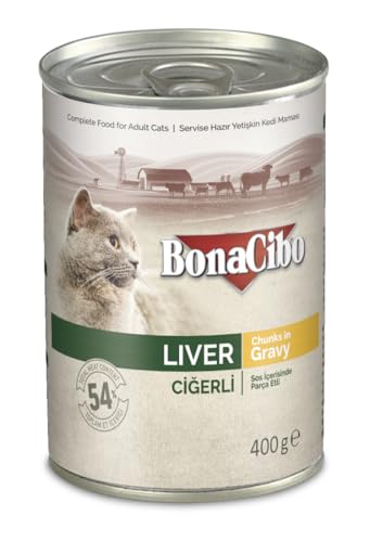 BONACIBO Katzennassfutter | Super Premium Katzennassfutter für Ausgewachsene Katzen Aller Rassen | Leber | 400 Gramm von Bonacibo