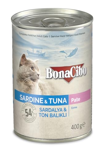BONACIBO Katzennassfutter | Super Premium Katzennassfutter für Ausgewachsene Katzen Aller Rassen | Sardellen und Thunfisch | 400 Gramm von Bonacibo