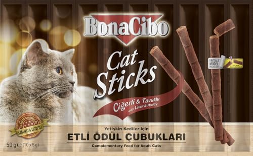 BONACIBO - Leckereien Sticks für Katzen - Leckereien für Katzen - Leber und Geflügel - 50 Gramm von Bonacibo