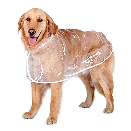 Bonaweite Hund Regenmantel mit Kapuze Poncho Wasserdichter transparenter Regenmantel Leichte Regenjacke Kleidung für große Hunde, XXXXXL, farblos von Bonaweite
