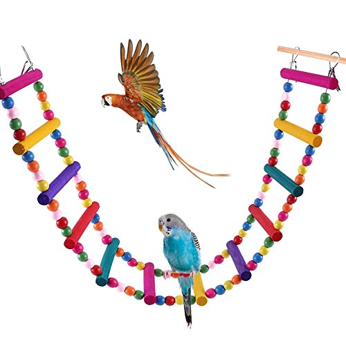 bonaweite Bird Parrot Toys, Naturals Seil Colorful Schritt, Leiter Swing für Haustier trainieren Spielen, flexible Vögel Käfig Zubehör Dekoration für Sittiche Nymphensittiche Sittiche, Standard, 12 von Bonaweite