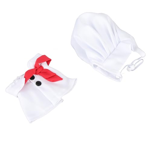 1Set White Haustierhutkoch Haustier Chef Kostüm Süßes Stilvolle Größe Verstellbares Waschkleid für Katzenhunde Hut und Umhang (S) von Bonbela