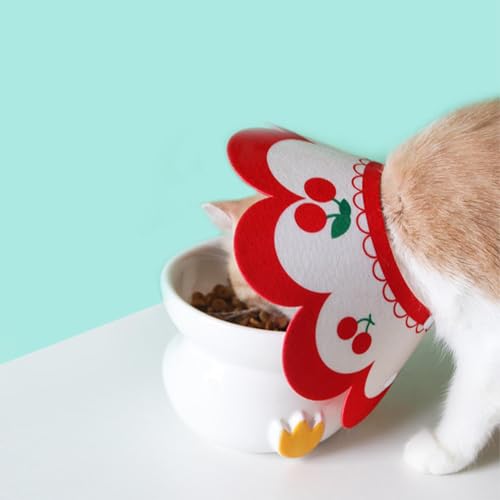Bonbela Katzenkragen Cat Cat Recovery Elizabeth Kragen Katze Elizabethan Kragen Verstellbares Weiches Filz Verhindert das Bissen Beim Baden mit Niedlichem Muster (Kirsche) von Bonbela