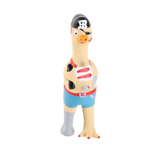 Bonbela Latex -bissfestes Hühnchen -Quietsch -Hundespielzeug mit Hohem Schreien, Handgemalt, Farbenfroh, Interaktiv, Leicht zu Reinigen für Haustierpflege (Piratenhuhn) von Bonbela