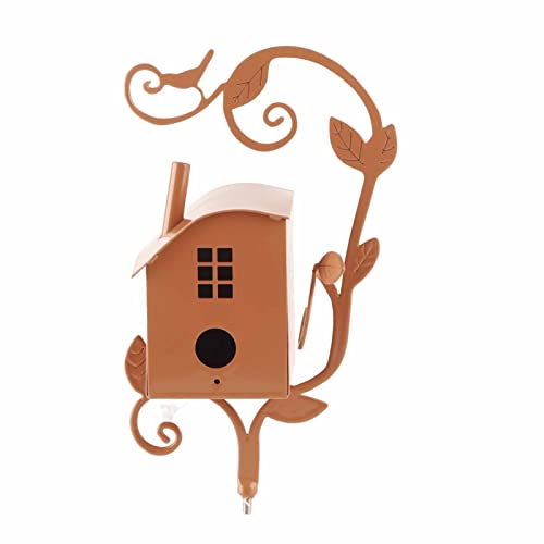 Bonbela Metall-Vogelhaus mit Stange, Metall-Kunst-Cottage-Vogelhaus, Pfähle, Kolibri-Haus, Abgenutztes Metall-Vogelhaus, Gartendekoration (A) von Bonbela