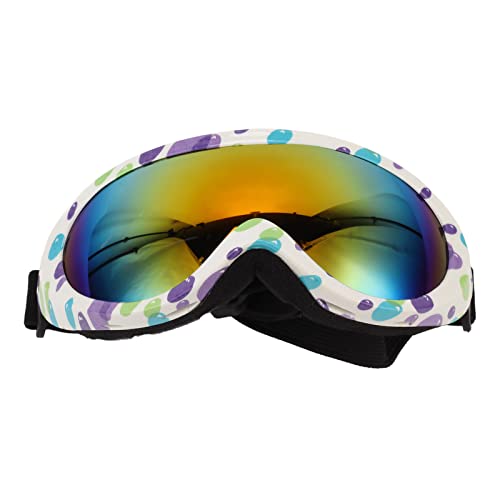 Hunde Sonnenbrille Hundebrille mit Verstellbarer Gurthundbrillen Haustiergläser UV -Schutz Winproof für Hunde Rotes Objektiv (Weißer lila Rahmen) von Bonbela
