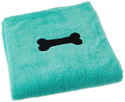 Bone Dry Pet Grooming Towel Collection Absorbent Microfiber X-Large, 41x23.5, Embroidered Green von Bone Dry