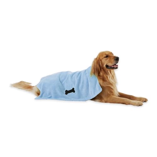 Bone Dry Pet Grooming Towel Collection Absorbent Microfiber X-Large, 41x23.5, Embroidered Blue von Bone Dry