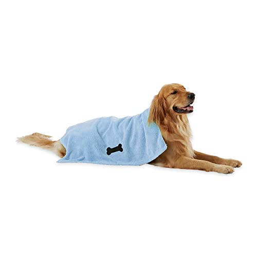 Bone Dry Pet Grooming Towel Collection Absorbent Microfiber X-Large, 41x23.5, Embroidered Blue von Bone Dry