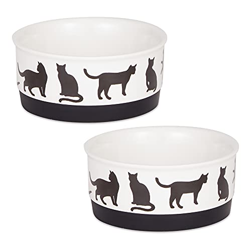 Bone Dry Keramik-Haustier-Silhouetten-Kollektion, kleines Set, 4,25 x 2, schwarz/weiß, Katzen-Meow, 2-teilig von Bone Dry