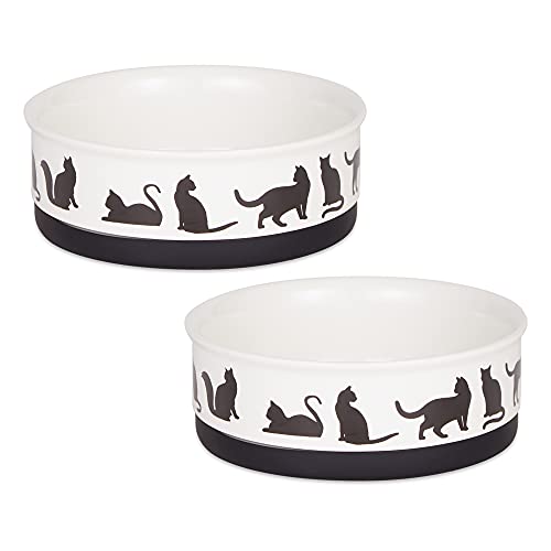 Bone Dry Keramik-Haustier-Silhouetten-Kollektion, mittelgroß, 15,2 x 5,2 cm, schwarz/weiß, Katzen-Meow, 2 Stück von Bone Dry