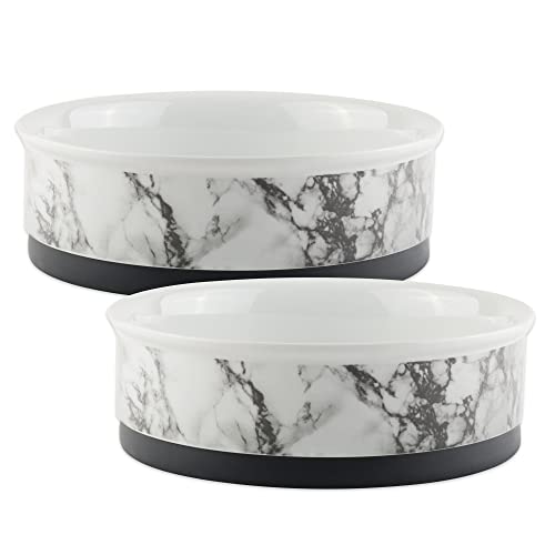 Bone Dry Pet Bowl Collection Keramik-Set, mittelgroß, marmoriert, 2 Stück, Weiß von Bone Dry