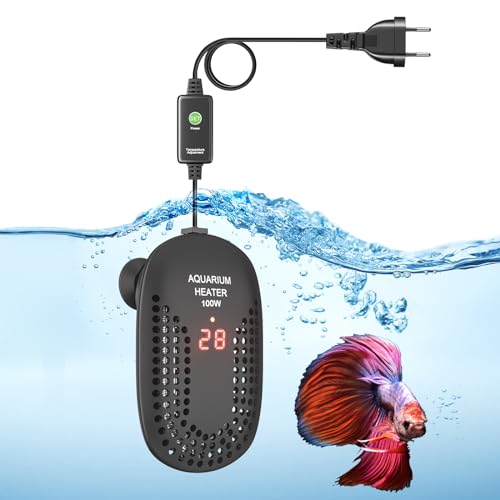 Bonlux Aquarium Heizung, 100W Einstellbare Temperature Mit LED Temperaturanzeige Aquarium Heizstab Externe Temperaturregelung für 60L AC 220-240V, 1 Stück von Bonlux