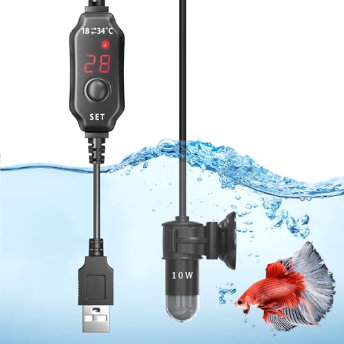Bonlux USB Mini Aquarium Heizung 10W DC 5V, Submersible Aquarium Heater USB 3L 18-34℃Temperatur Einstellbar Mit Temperaturanzeige für Frisches Wasser Bonlux USB Mini Aquarium Heizung 10W DC 5V, Submersible Aquarium Heater USB 3L 18-34℃Temperatur Einstellbar Mit Temperaturanzeige für Frisches Wasser von Bonlux