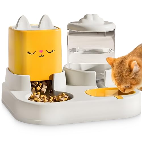 Bonpaw 2-in-1-Futterstation für Katzen und kleine Haustiere, niedliches Katzengesicht und Ohren-Design, zwei Fächer für Futter und Wasser, rutschfest, BPA-frei, Pastellfarben (Gelb oder Blau Bonpaw 2-in-1-Futterstation für Katzen und kleine Haustiere, niedliches Katzengesicht und Ohren-Design, zwei Fächer für Futter und Wasser, rutschfest, BPA-frei, Pastellfarben (Gelb oder Blau von Bonpaw
