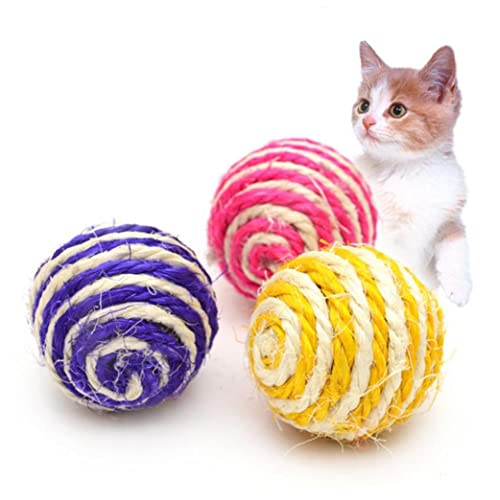 Bontannd Farbe Zufällige Haustierkatze Spielzeug Sisal Ball Kätzchen Teaser Spielen Kau Kratzer Haken Spielzeugdurchmesser von Bontannd