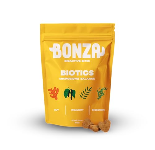Bonza Bioactive Bites – Gut and Immunity Supplement with Prebiotics, Probiotics, Postbiotics & Natural Botanicals, Gut-Immune System Support Soft Chews for Dogs, 60 Soft Chews von Bonza